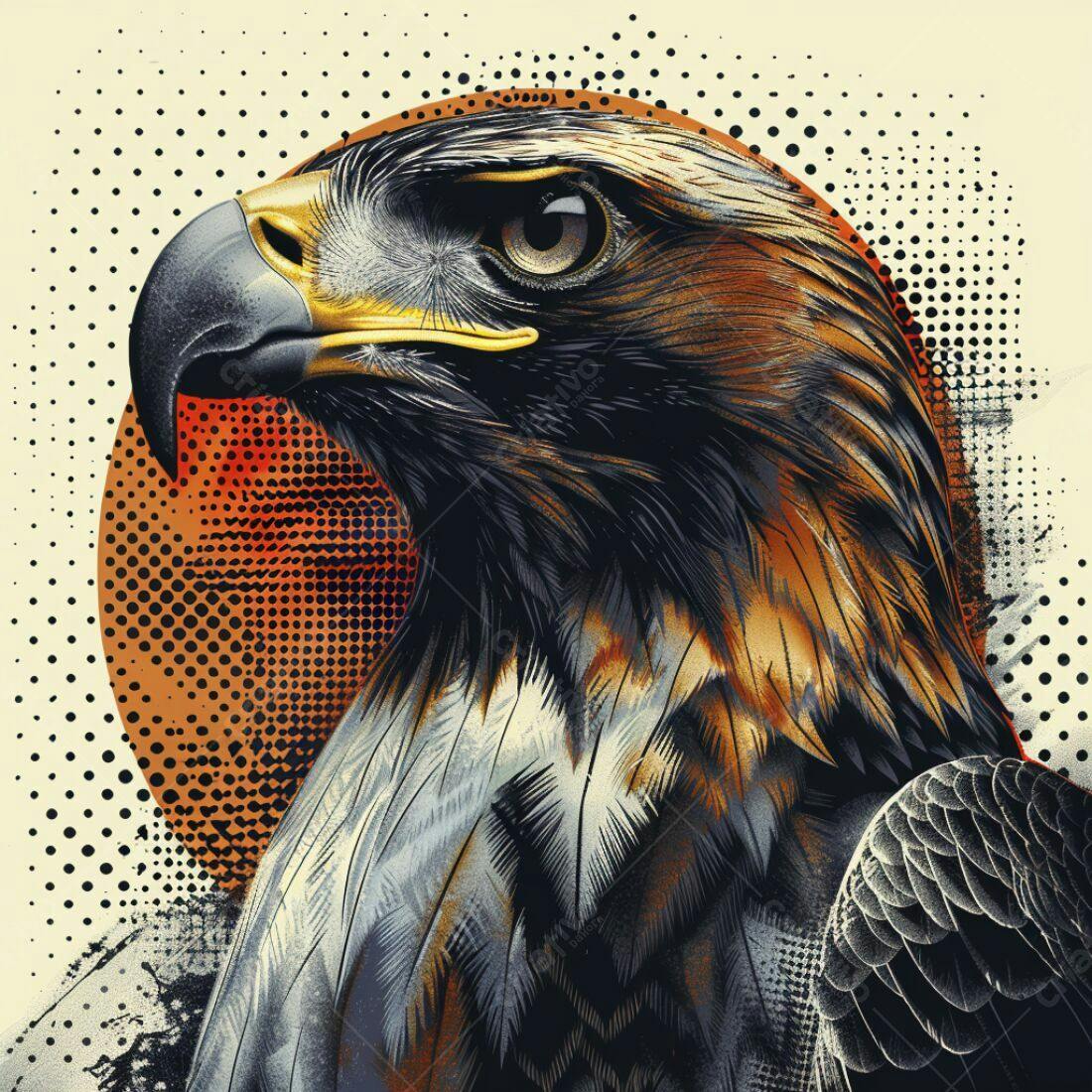 Águia Real estilo vintage fundo laranja