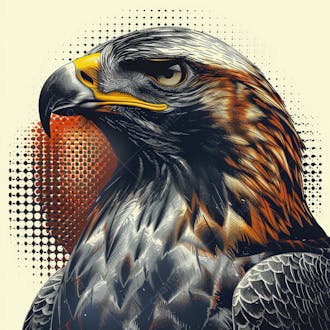 Retrato de uma águia, em estilo meio tom