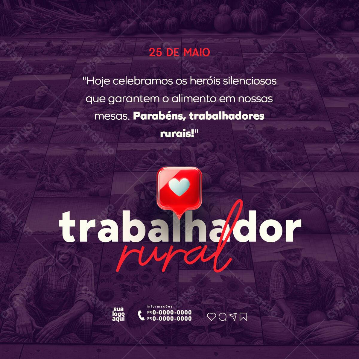 Postagem Dia do Trabalhador Rural PSD Editável