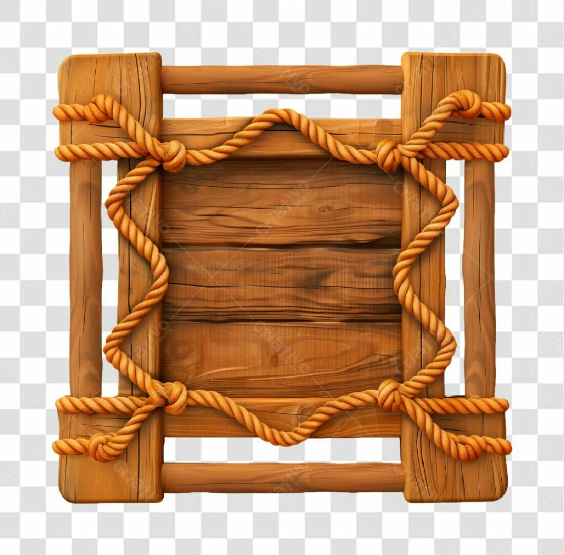 Quadro de madeira rústico PNG com fundo transparente