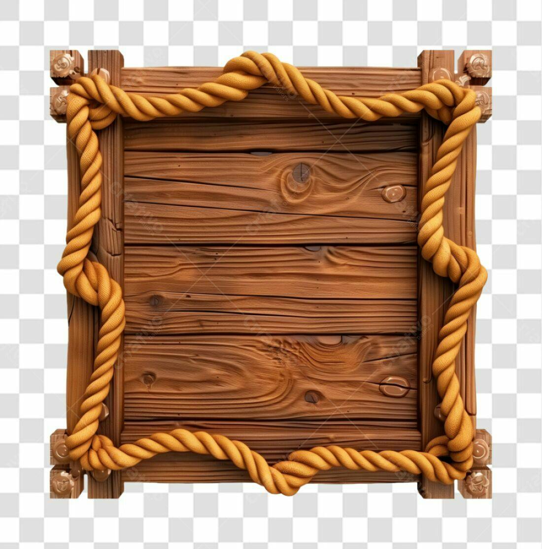 Quadro de madeira com corda PNG com fundo transparente