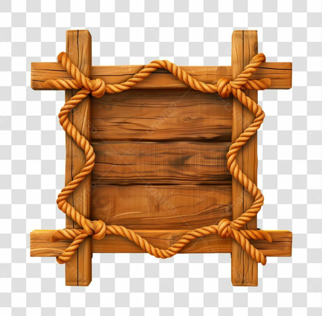 Placa de Madeira com Corda PNG com fundo transparente