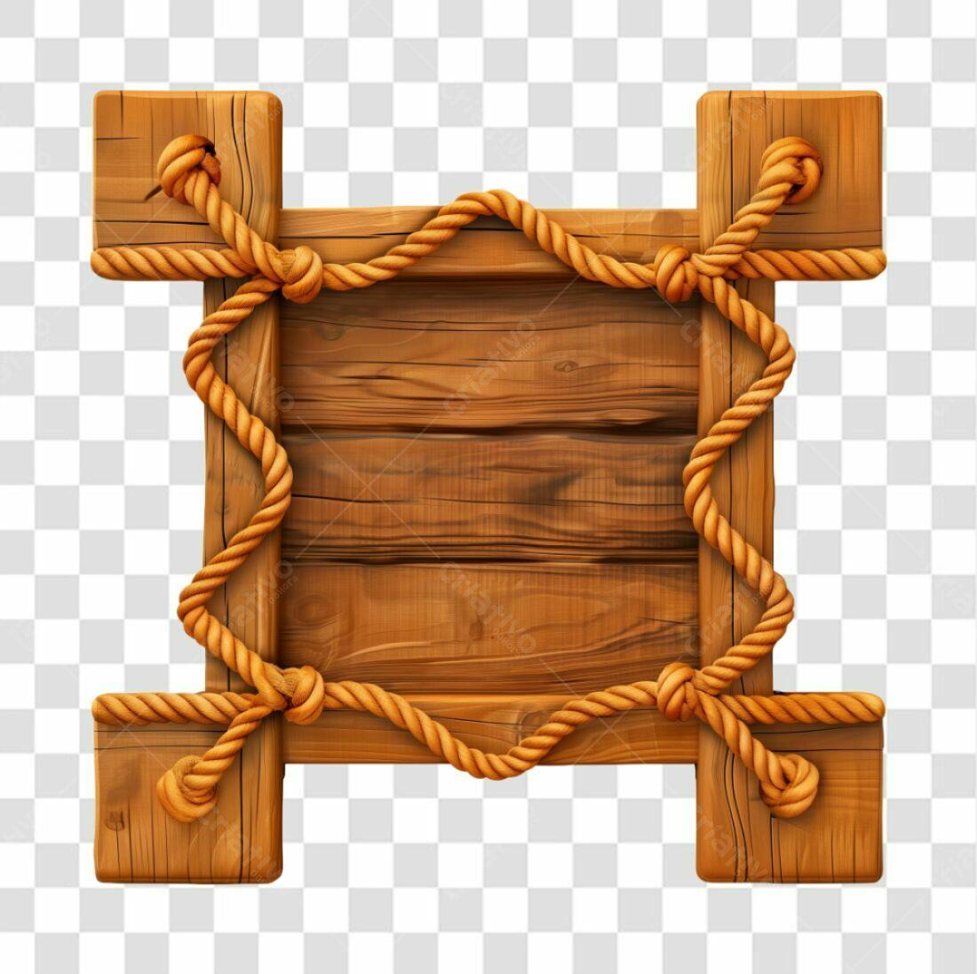 Placa de Madeira com Corda PNG com fundo transparente