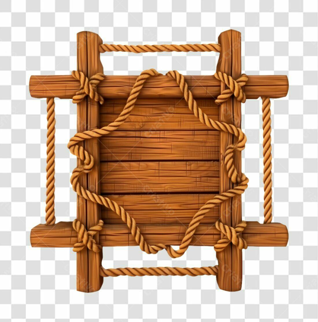 Placa de Madeira com Corda PNG com fundo transparente