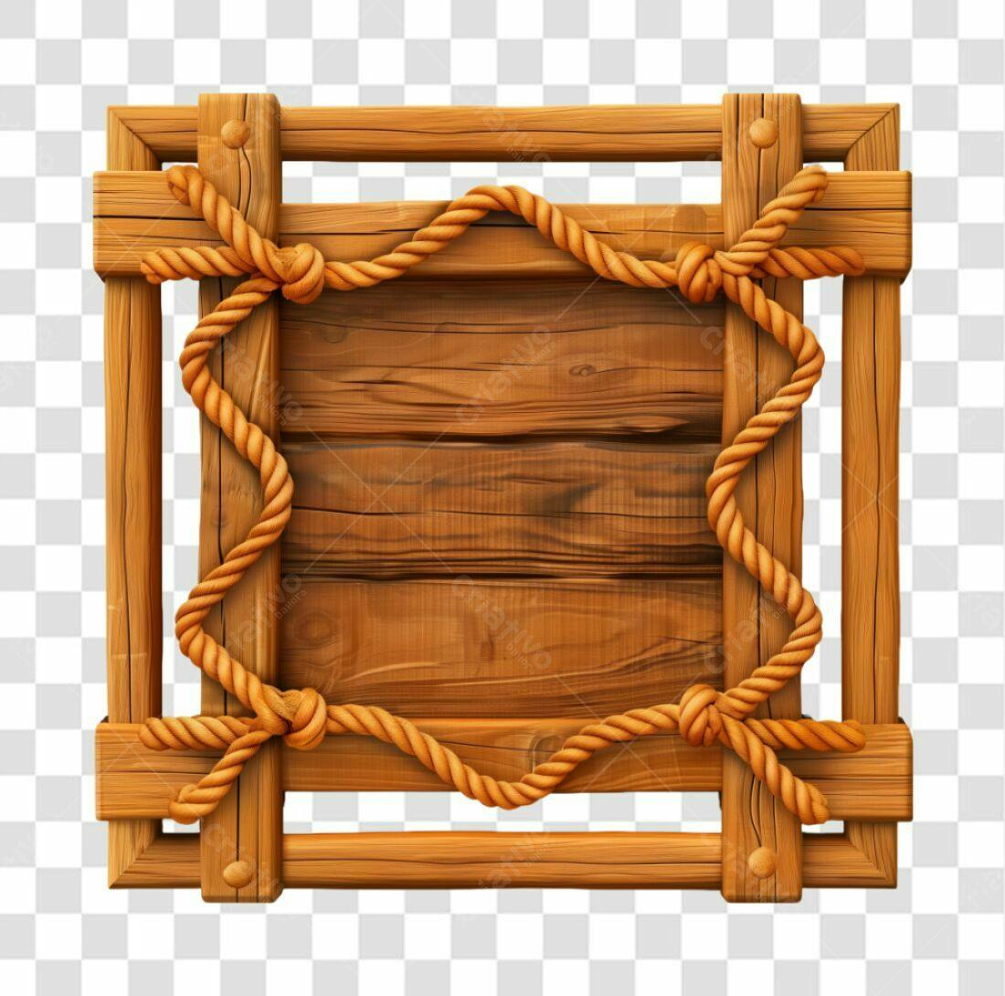 Quadro de madeira rústico PNG com fundo transparente