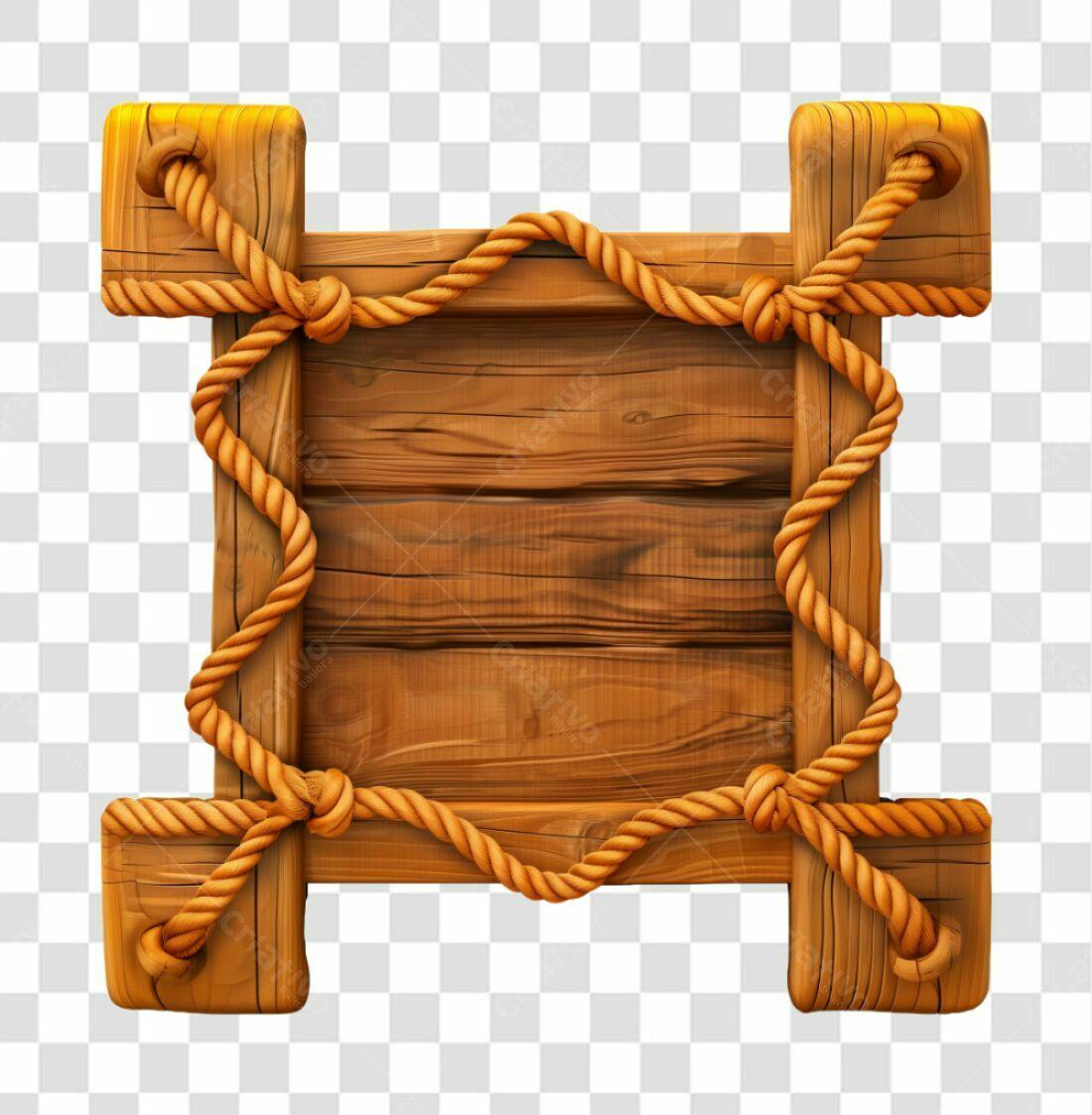 Quadro de madeira com corda PNG com fundo transparente