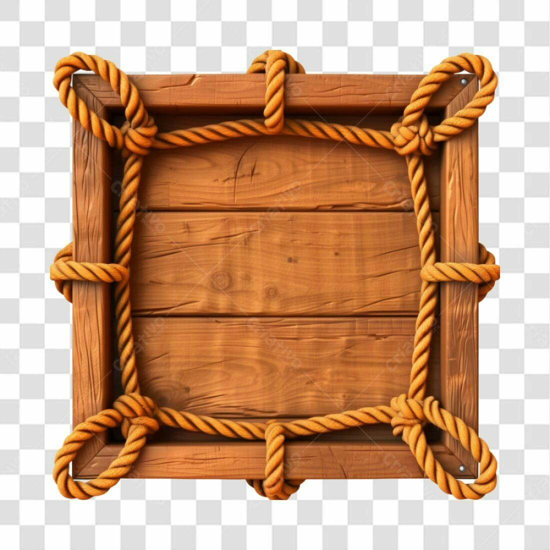 Quadro de madeira com corda PNG com fundo transparente