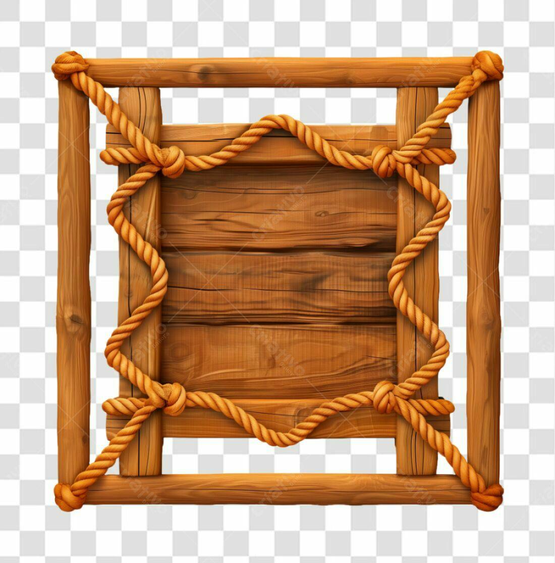 Placa de Madeira com Corda PNG com fundo transparente