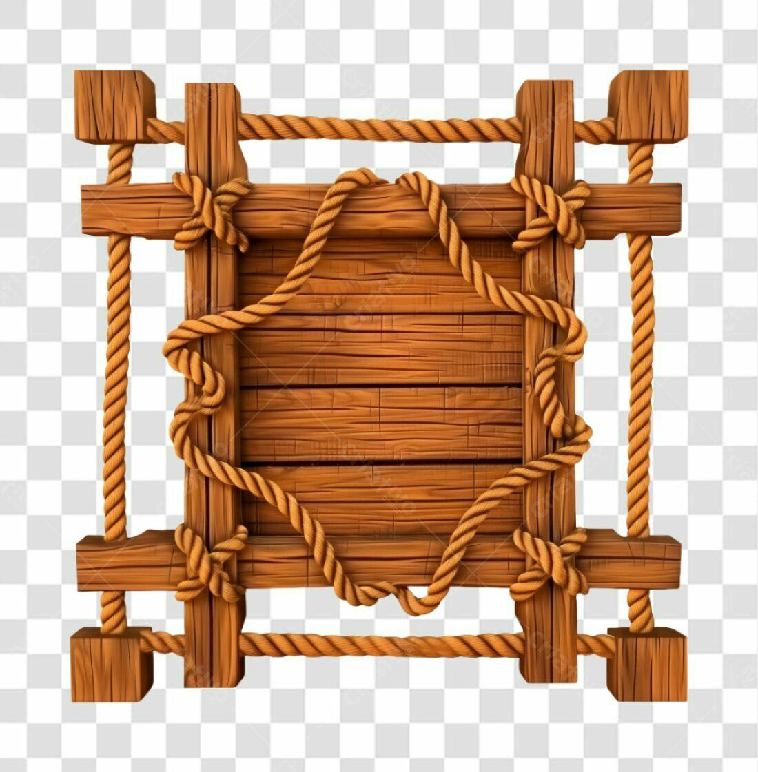 Placa de Madeira com Corda PNG com fundo transparente