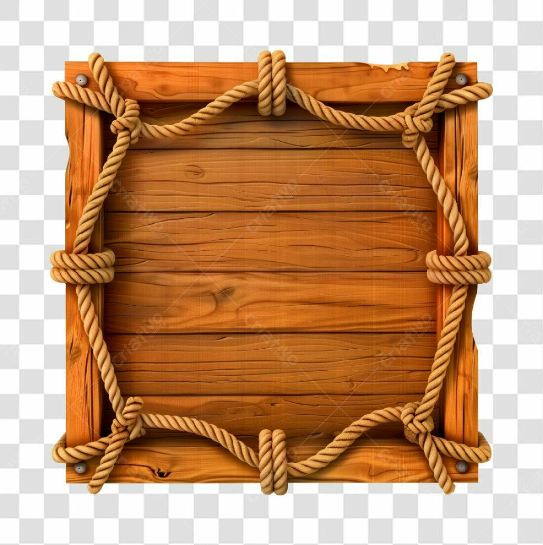 Quadro de madeira com corda PNG com fundo transparente