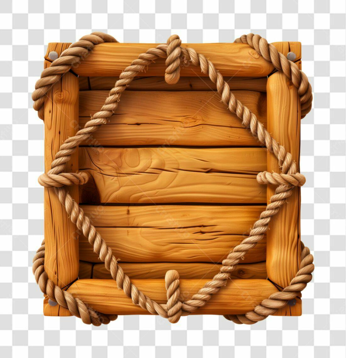 Quadro de madeira com corda PNG com fundo transparente