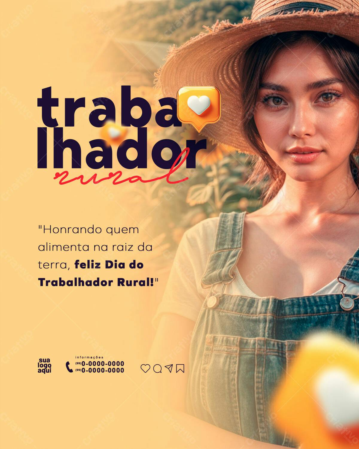 Postagem Dia do Trabalhador Rural PSD Editável