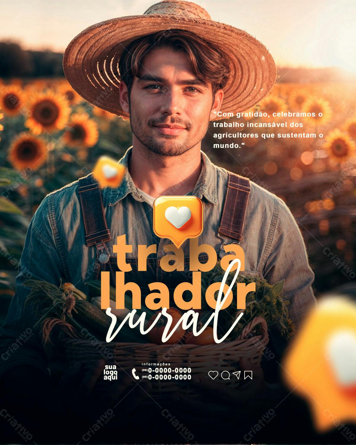 Post para Dia do Trabalhador Rural PSD Editável