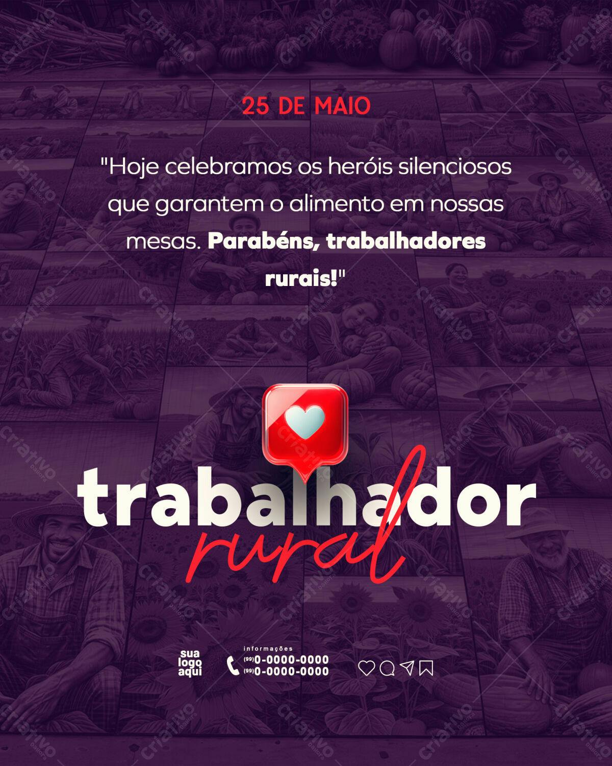 Flyer Dia do Trabalhador Rural PSD Editável