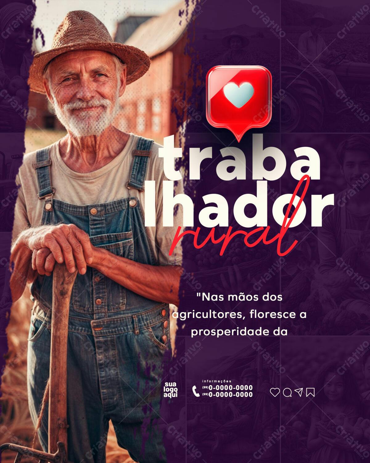Flyer Dia do Trabalhador Rural PSD Editável