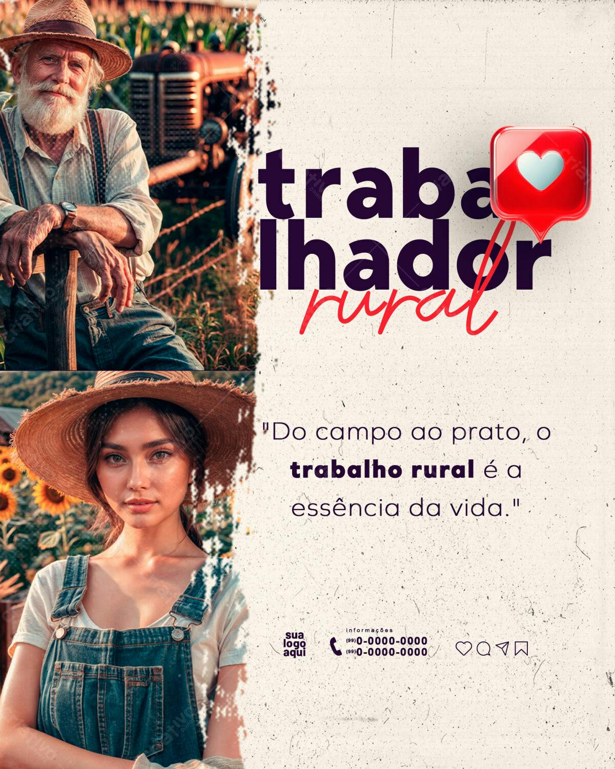 Flyer Dia do Trabalhador Rural PSD Editável