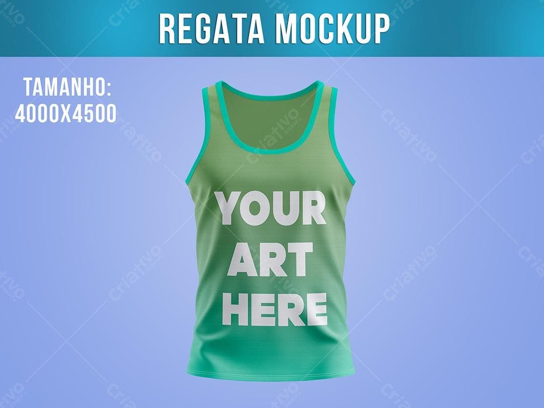 Mockup Regata Verde Degradê: Modelo Realista para Design de Vestuário