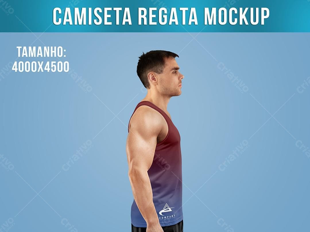 Mockup de Regata Masculina com Degradê Vermelho e Azul