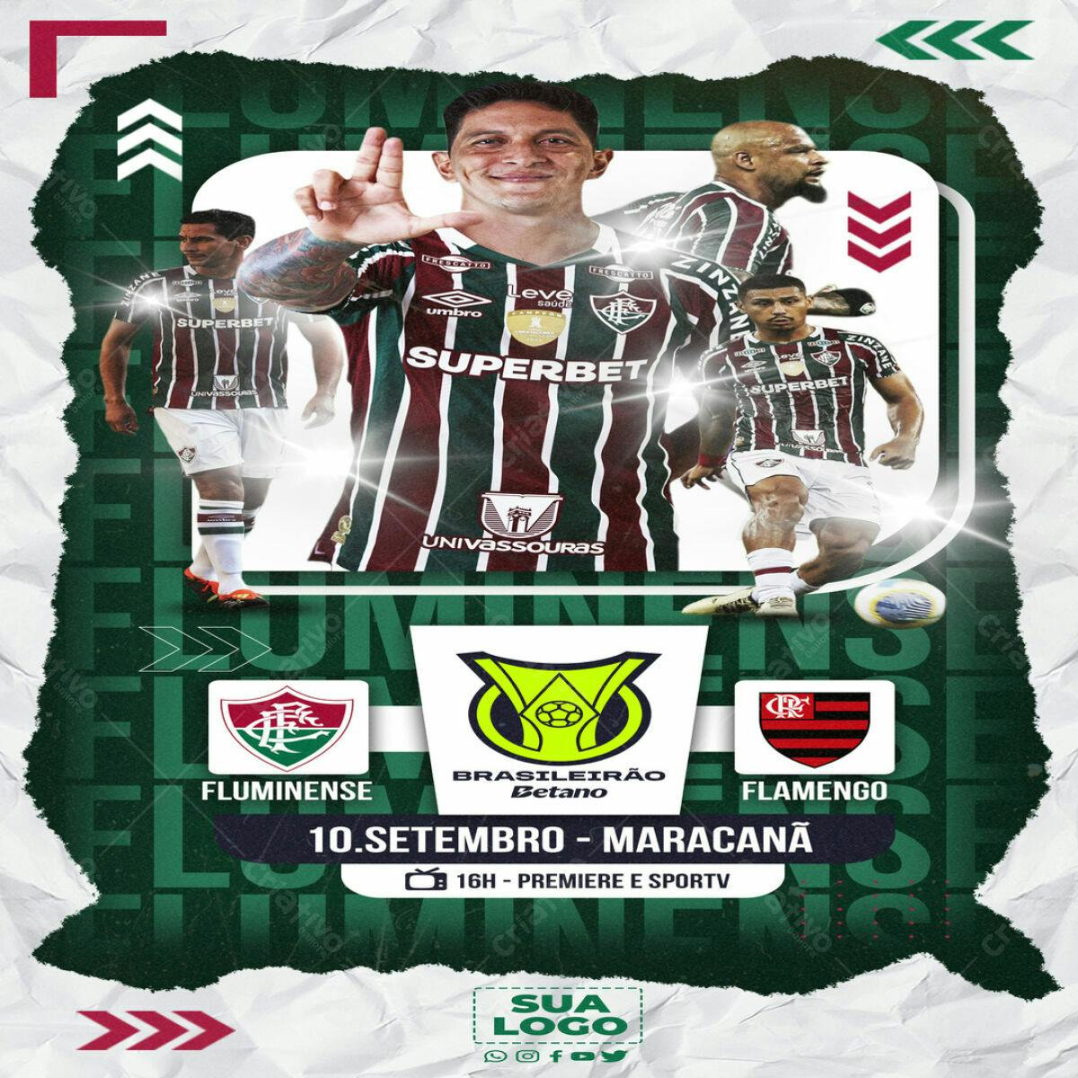 Flyer Futebol Fluminense x Flamengo PSD Editável