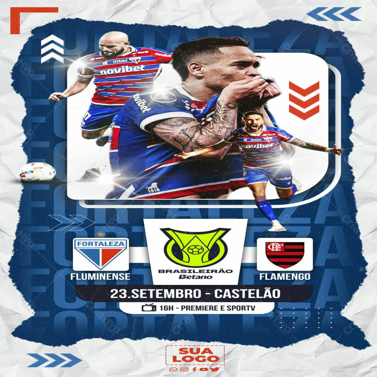 Flyer Jogo de Futebol Fortaleza x Flamengo PSD Editável