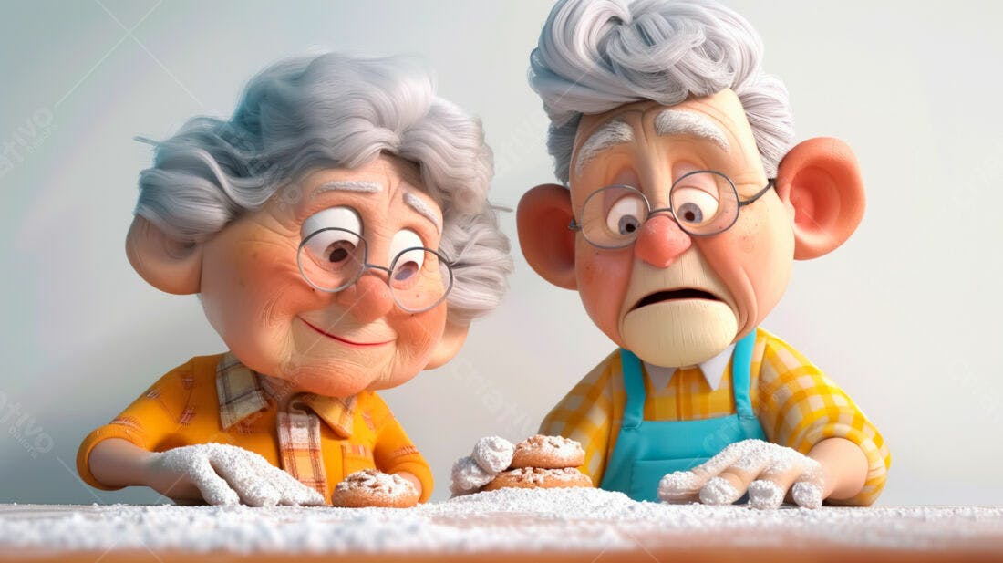 Casal Sênior Assando Biscoitos