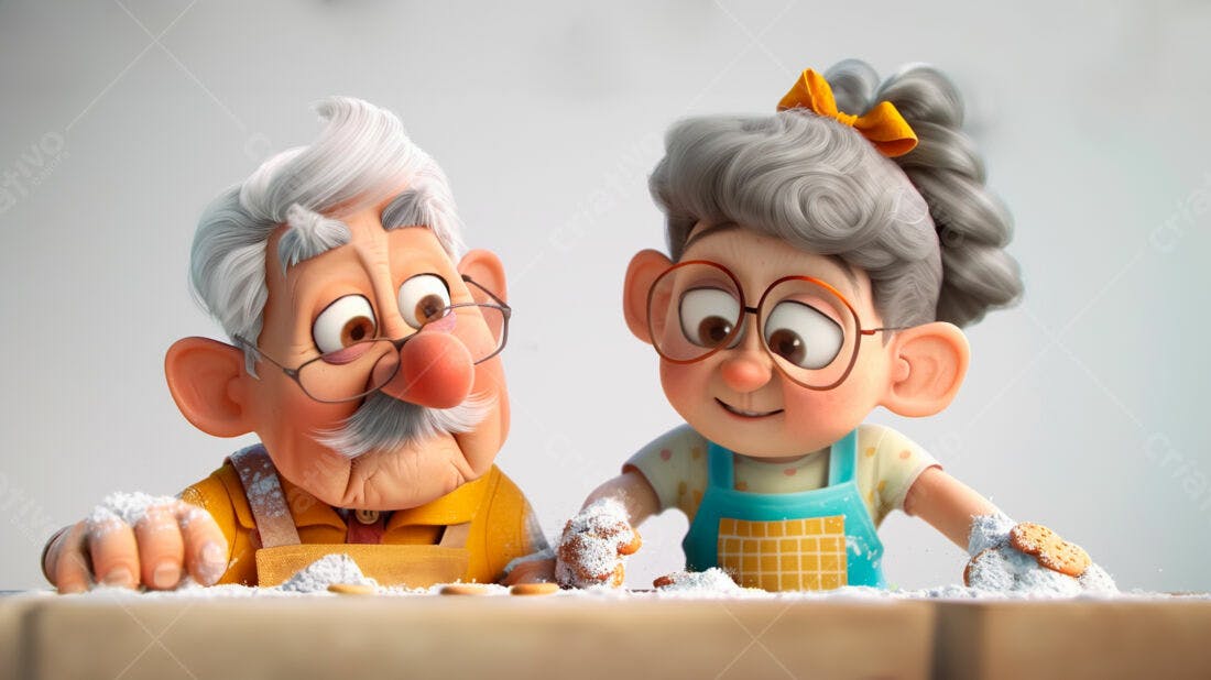 Avós confeitando biscoitos natalinos