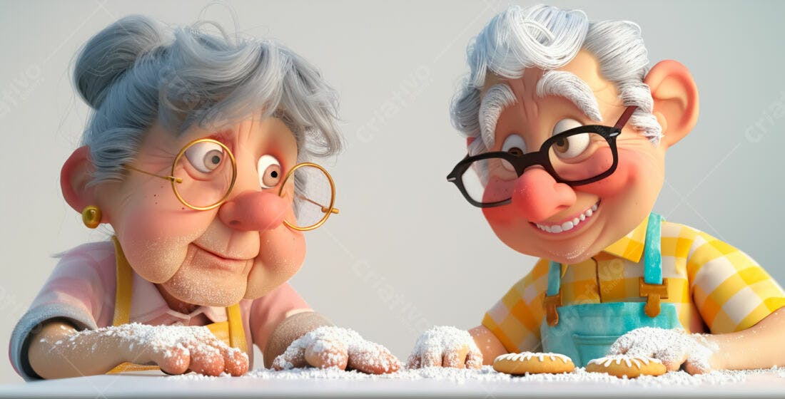 Vovozinhos confeiteiros com biscoitos