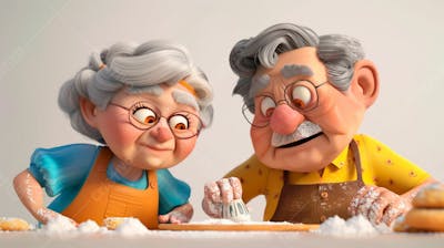 Avós Preparando Biscoito Para Os Netos 3D 14