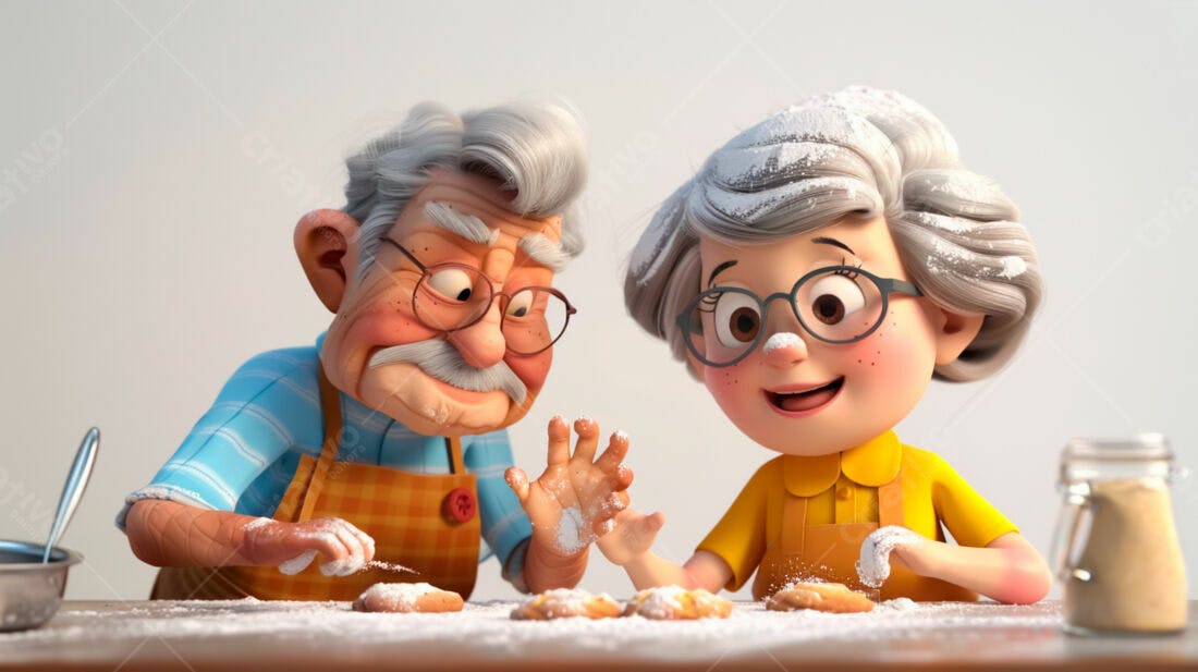 Avós confeitando biscoitos natalinos