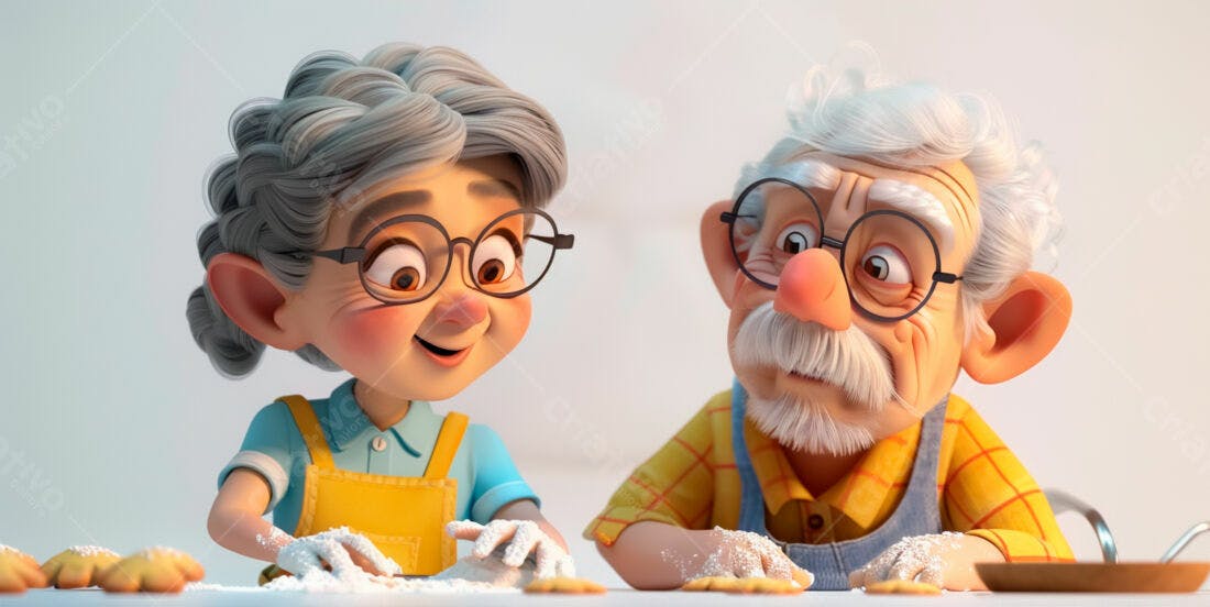 Avós fazendo biscoitos na cozinha