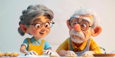 Avós Preparando Biscoito Para Os Netos 3D 16