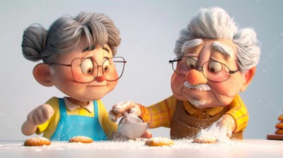 Avós Preparando Biscoito Para Os Netos 3D 18