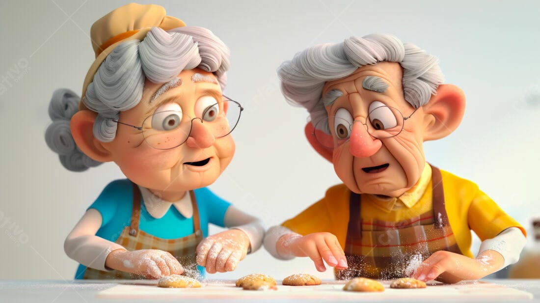 Vovô e Vovó assando biscoitos