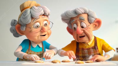 Avós Preparando Biscoito Para Os Netos 3D 19