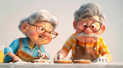 Avós Preparando Biscoito Para Os Netos 3D 21