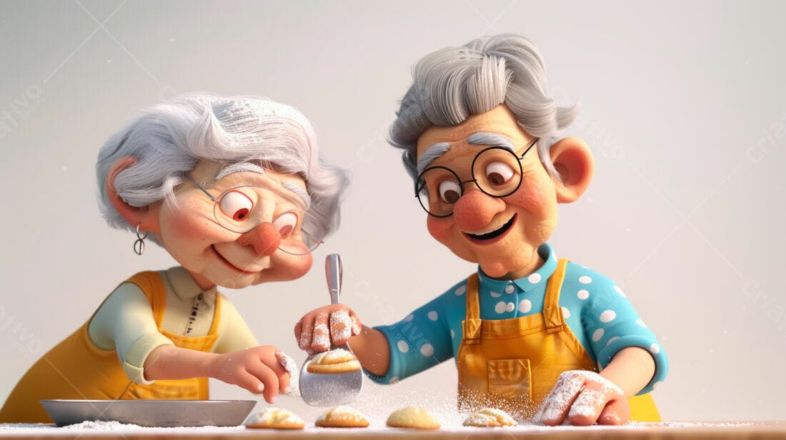 Avós confeitando biscoitos amanteigados