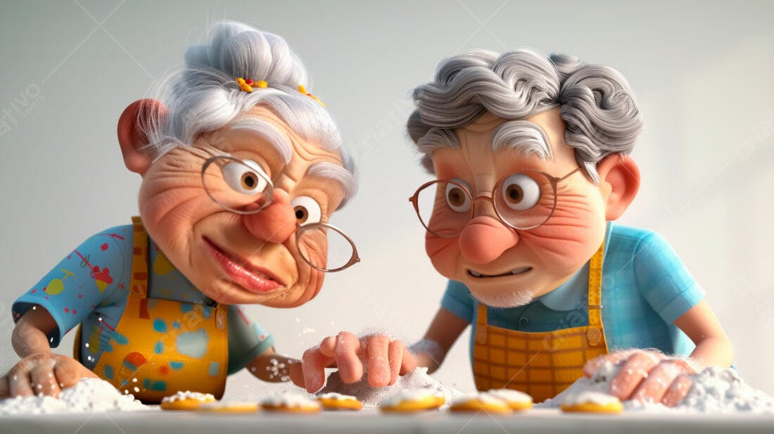 Avós confeitando biscoitos natalinos