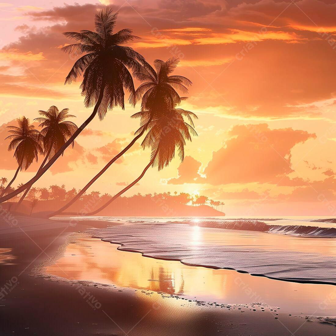 Pôr do sol tropical em praia paradisíaca