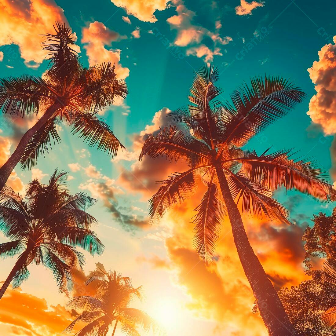 Palmeiras ao Pôr do Sol Tropical