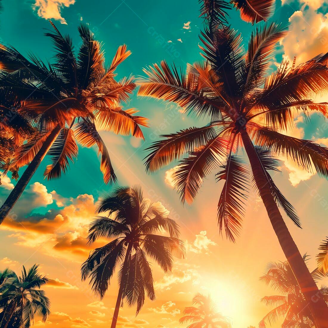Palmeiras ao Pôr do Sol Tropical