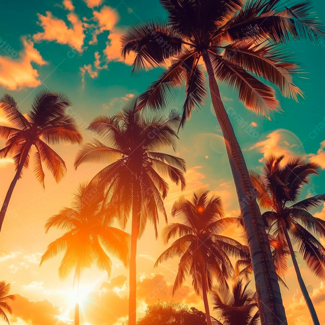 Palmeiras ao pôr do sol tropical