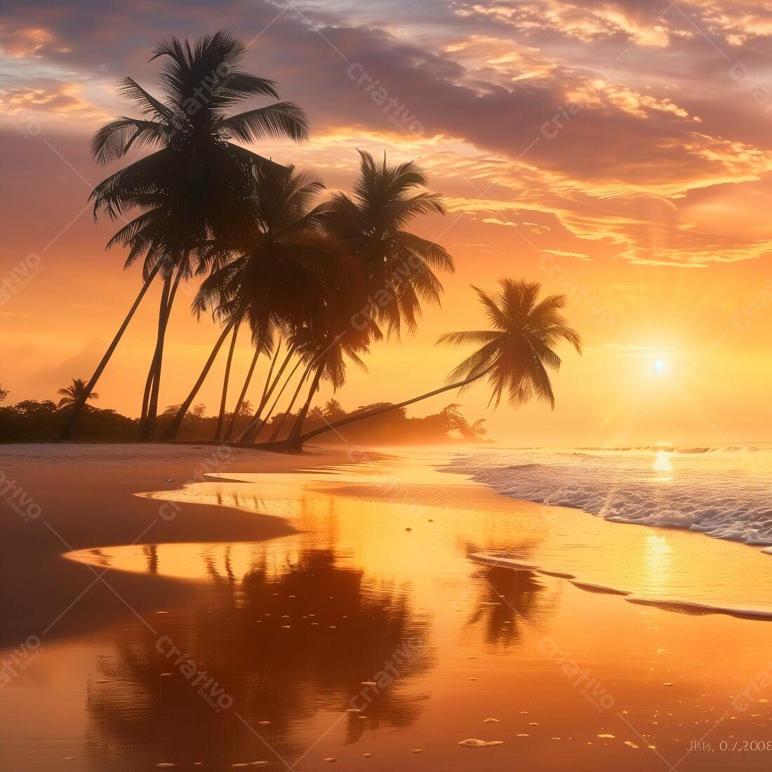 Pôr do sol tropical em praia paradisíaca