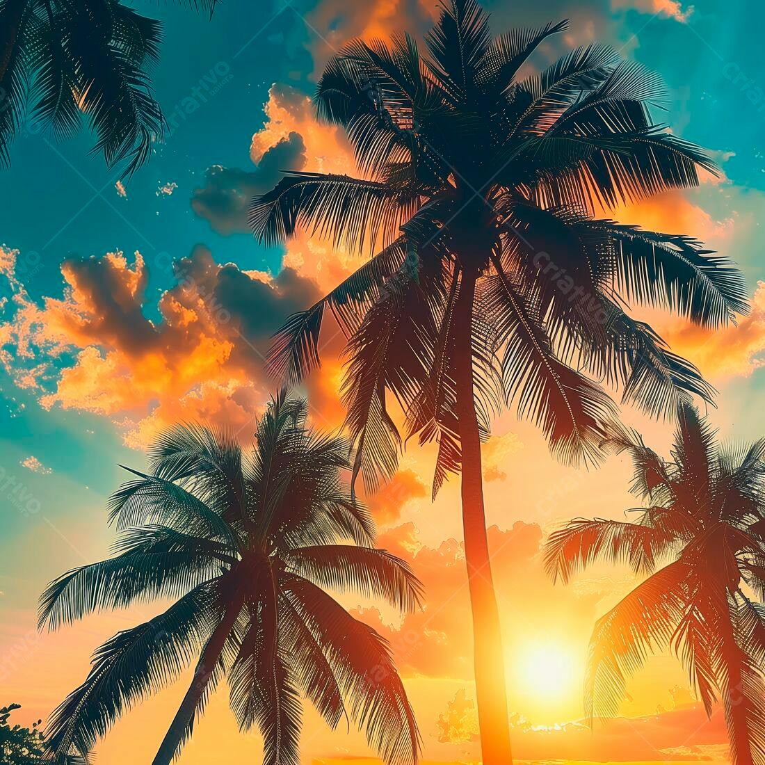 Palmeiras ao Pôr do Sol Tropical
