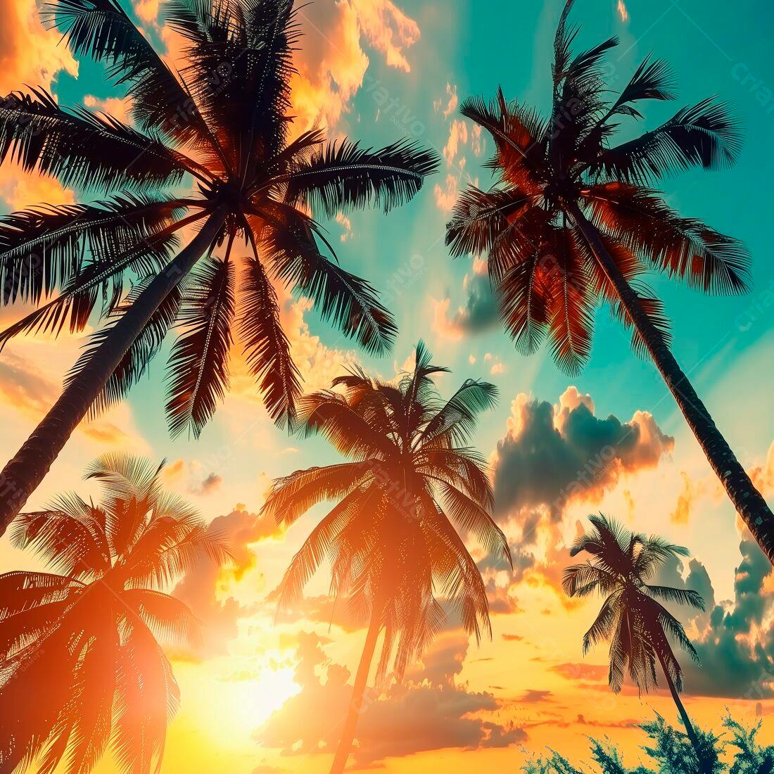 Palmeiras ao Pôr do Sol Tropical