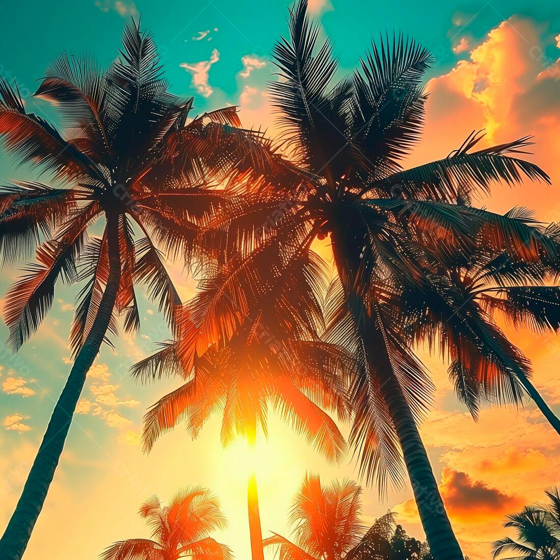 Palmeiras ao Pôr do Sol Tropical