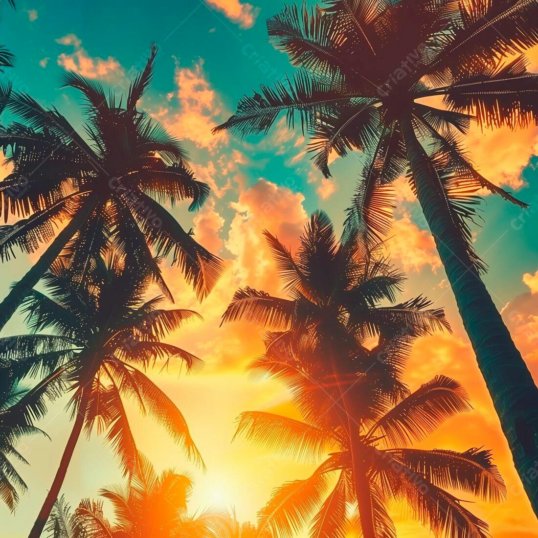 Palmeiras ao Pôr do Sol Tropical
