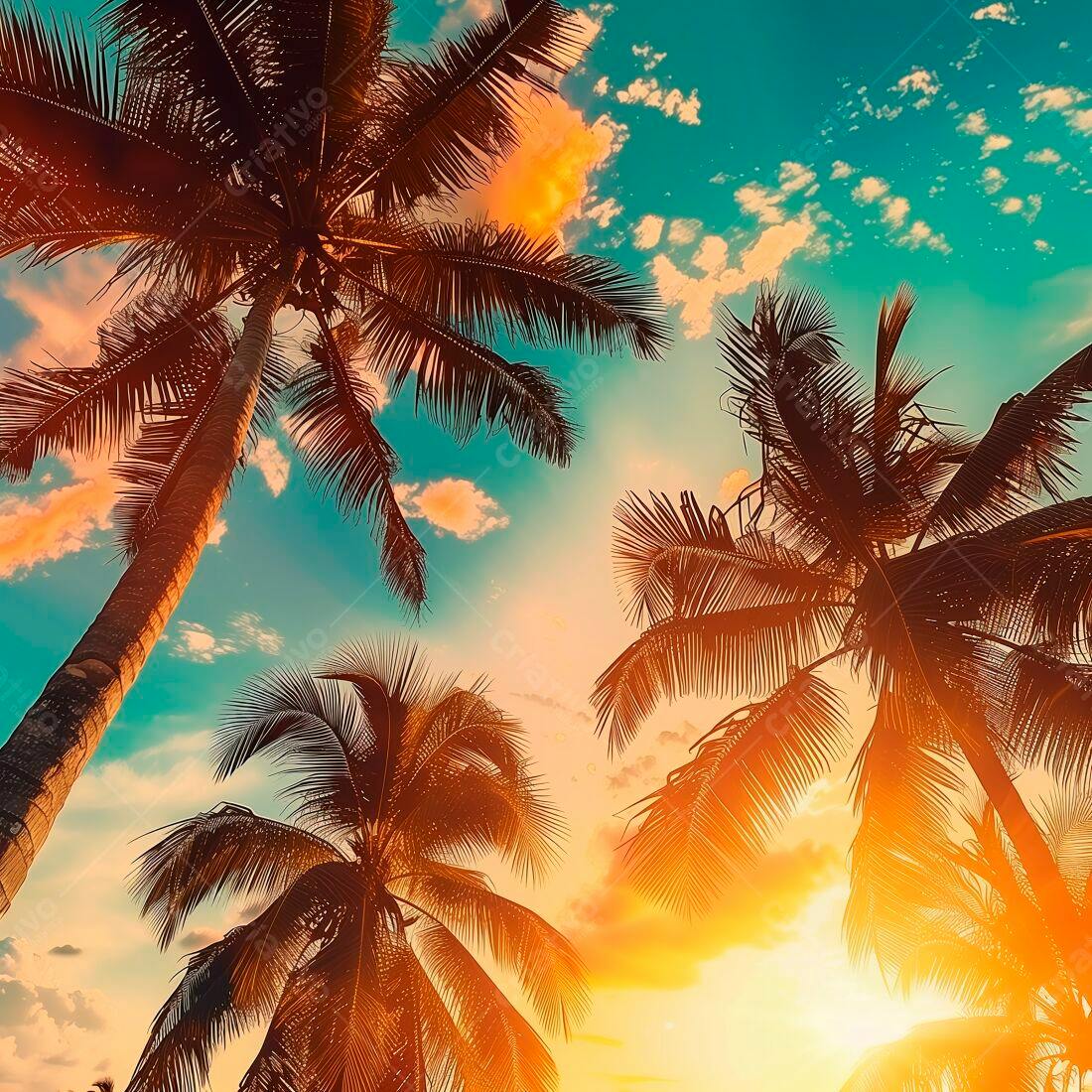 Palmeiras ao Pôr do Sol Tropical