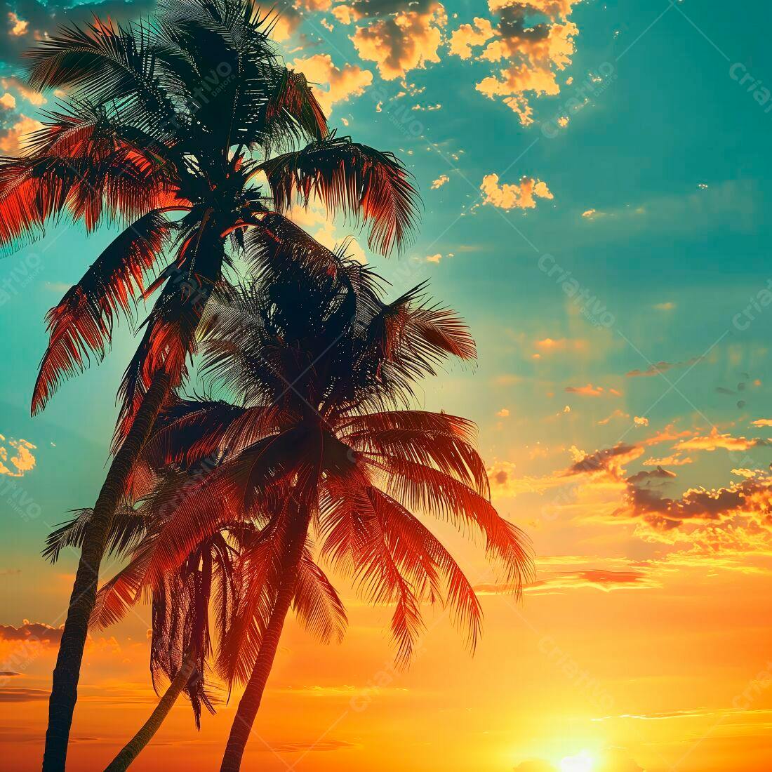 Palmeiras ao Pôr do Sol Tropical