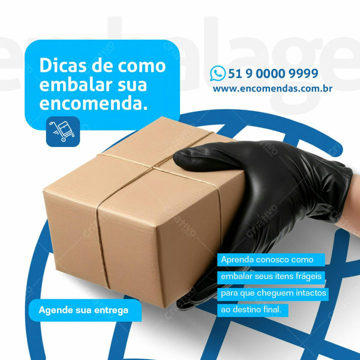 Modelo de Embalagem para Encomendas PSD Editável