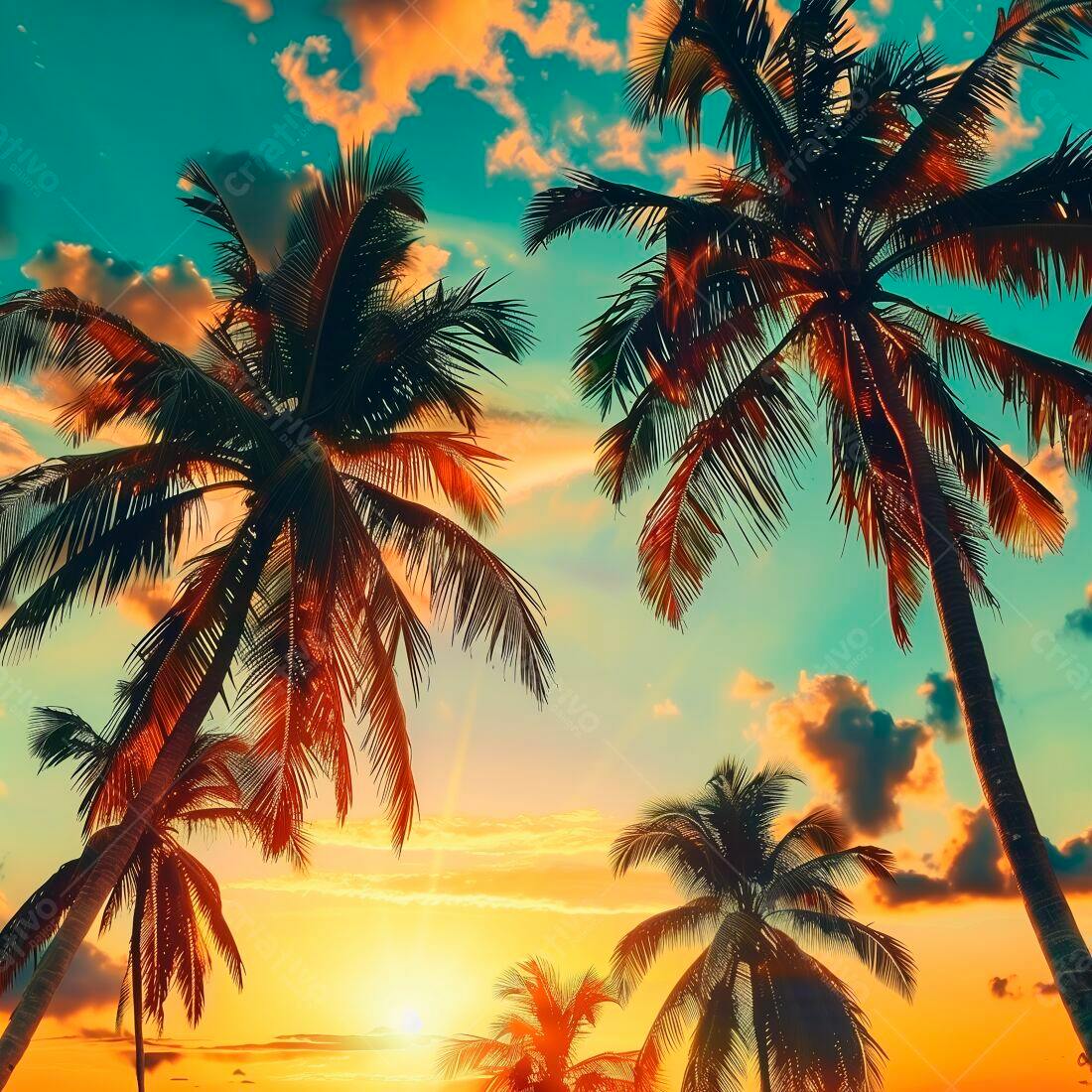 Palmeiras ao Pôr do Sol Tropical